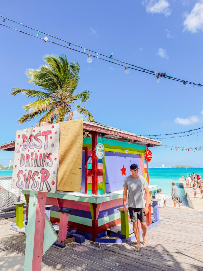 mike at beach bar on nassau bahamas
