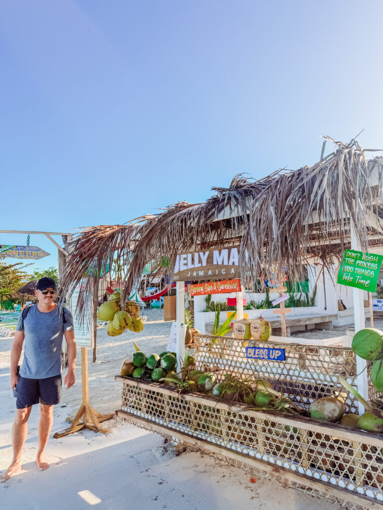mike at a coconut stand in negril