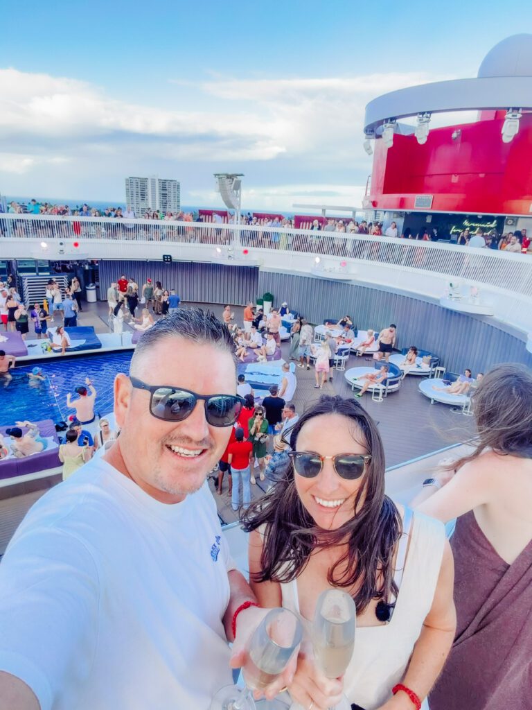 kelly and mike on a caribbean cruise with virgin voyages