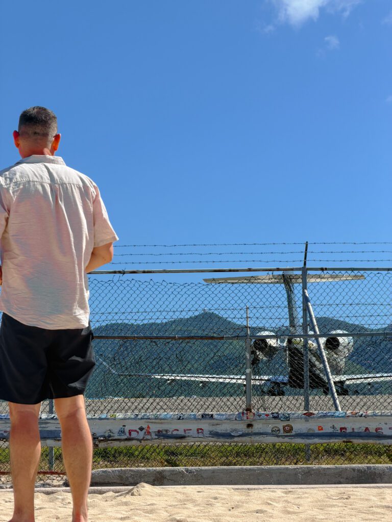 mike watching the smaller planes take off