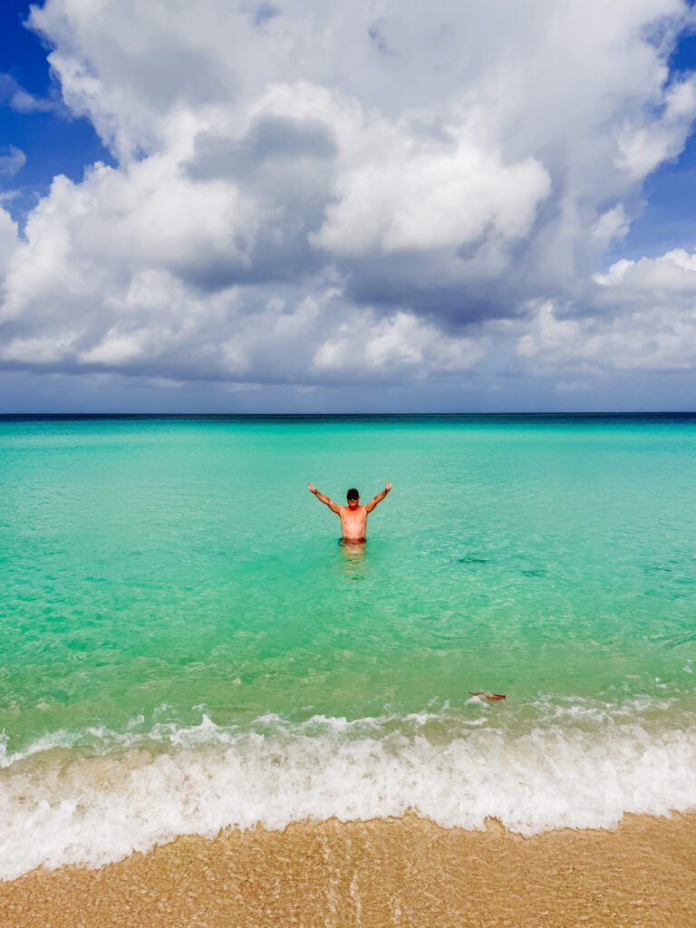 swimming in the most perfect water in seven mile beach negril jamaica