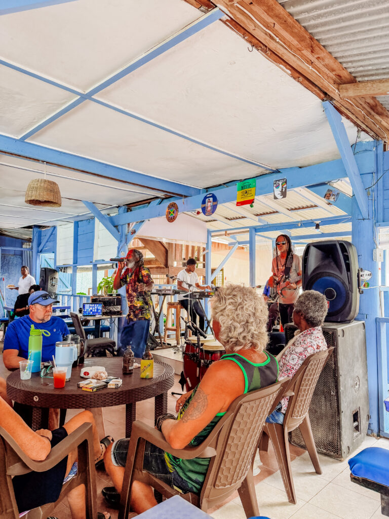 listening to live music in the boat bar on negril beach jamaica