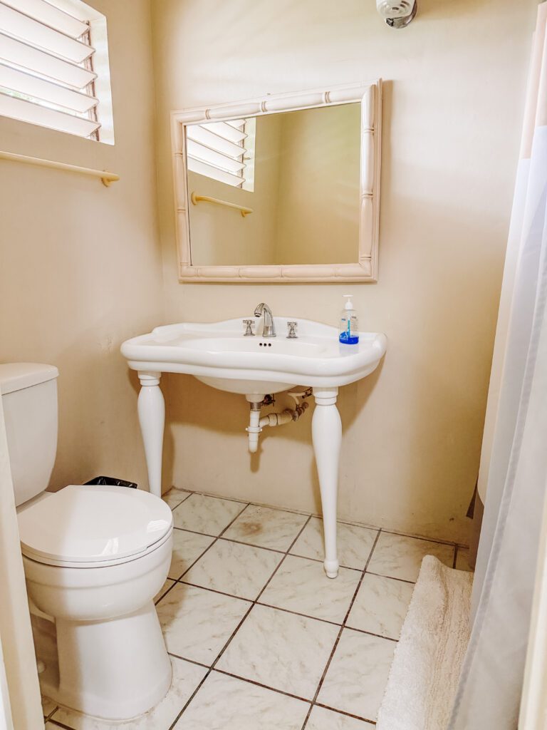 bathroom at ridgeway hotel in montego bay