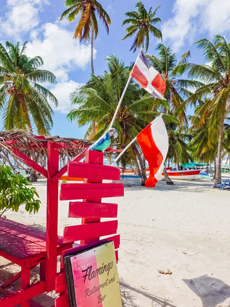 cute lunch benches on saona island dominican republic