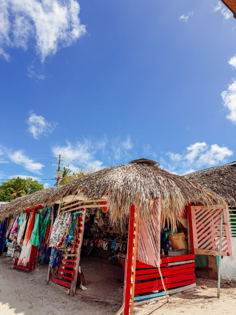 colourful souvenir shops in saona island