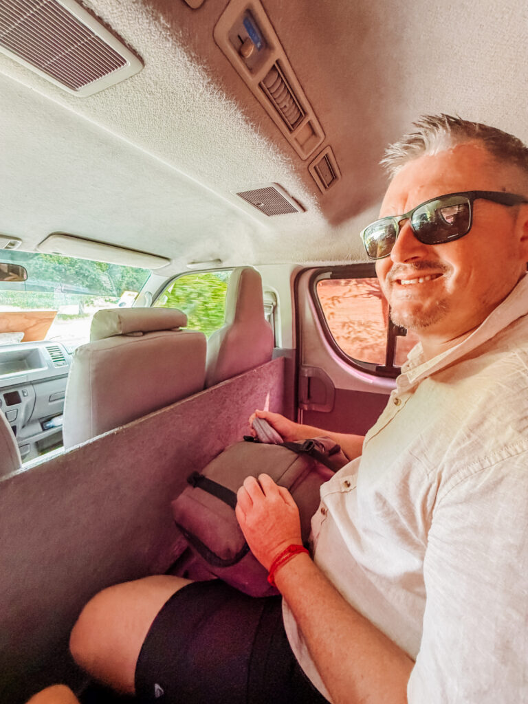 mike in the local mini bus in st maarten