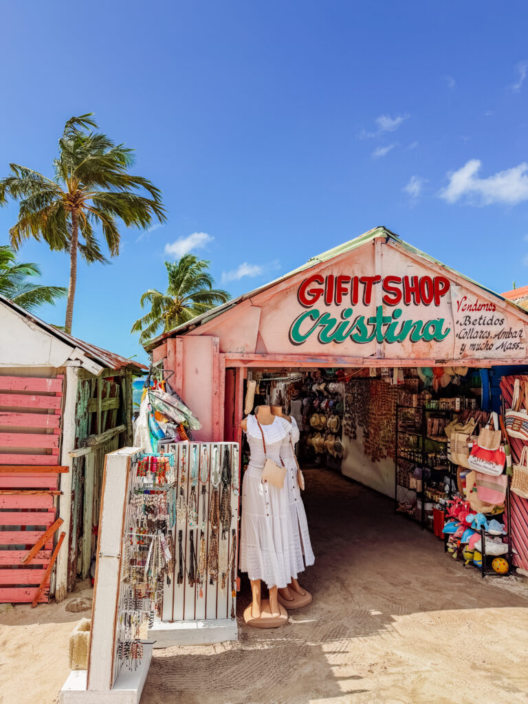 colourful souvenir shops in saona island