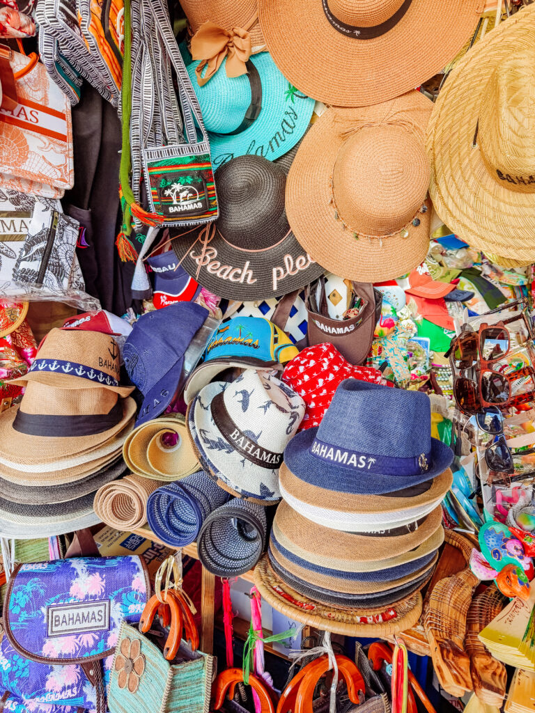 hats for sale at the straw market in nassau