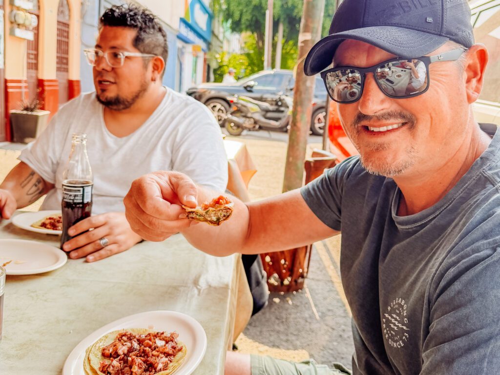 mike on our taco tour in mexico city