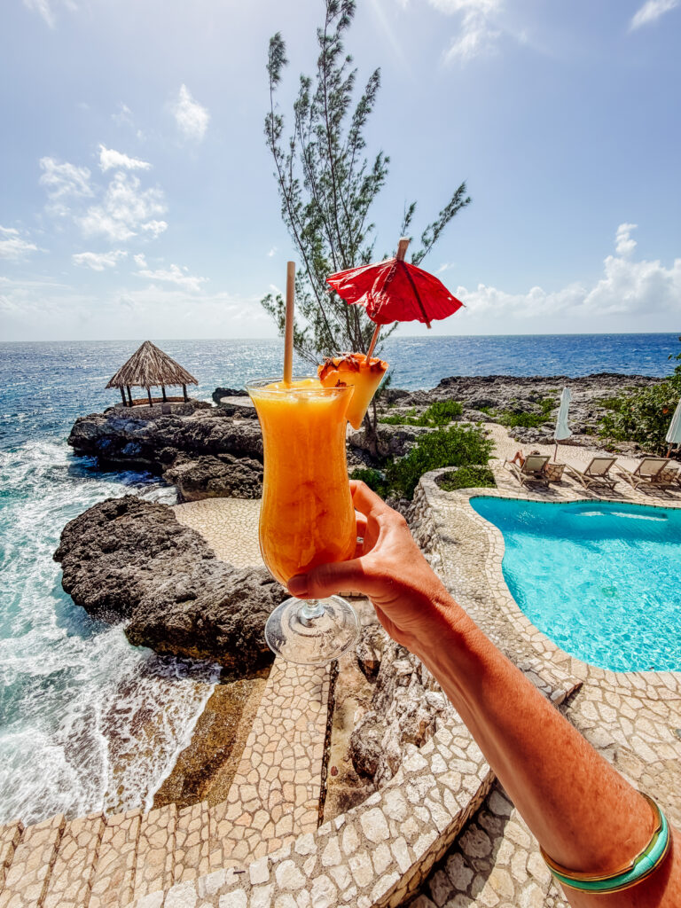 cocktails at lodge restaurant in negril