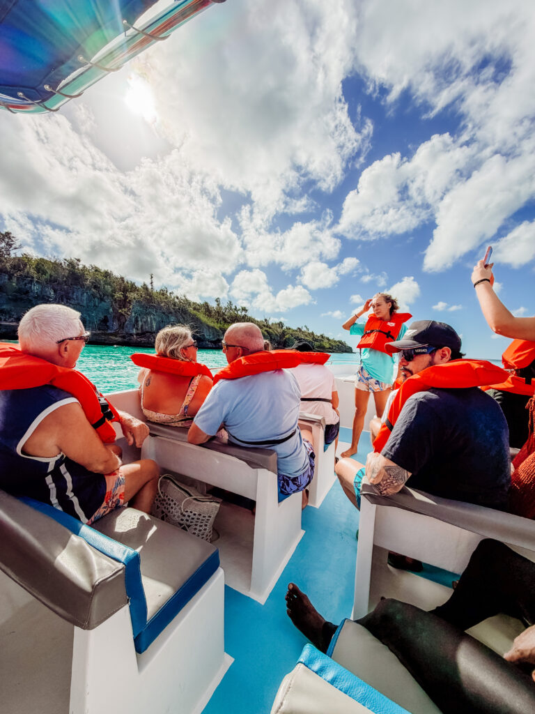 tour guide from sea vis explaining the terrain of saona island