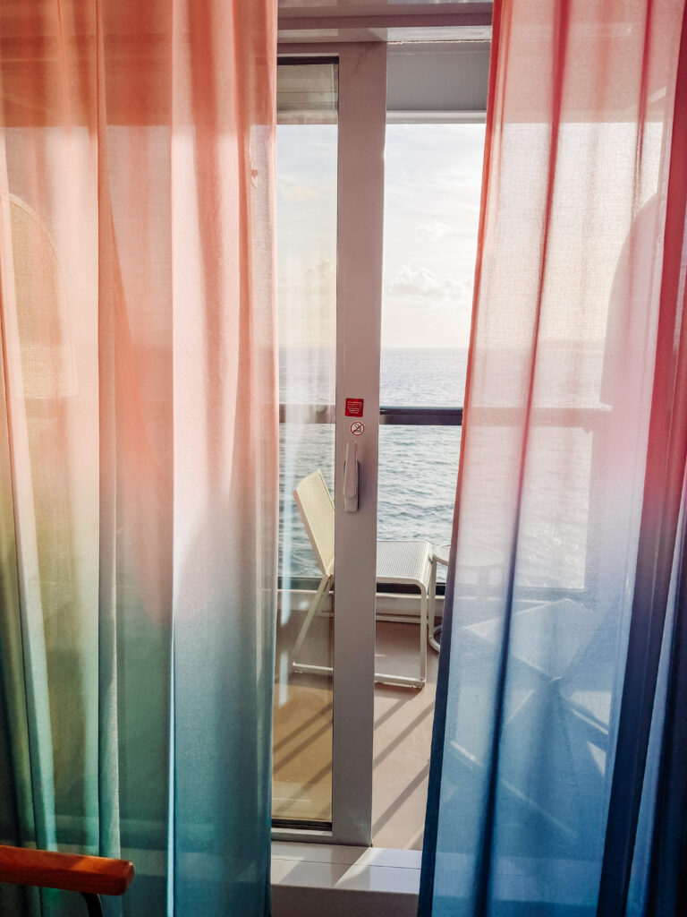the curtains to our balcony virgin voyages cruise