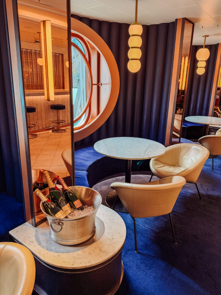 champange lounge bar on virgin voyages