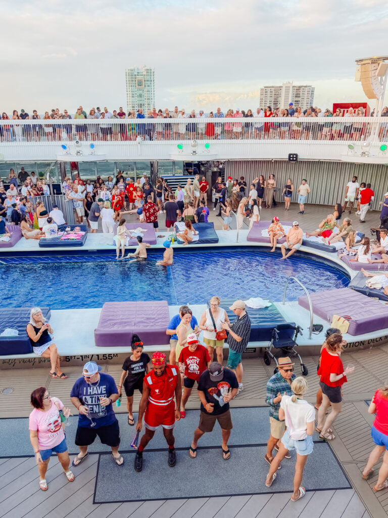 sail away party from the top deck of virgin voyages