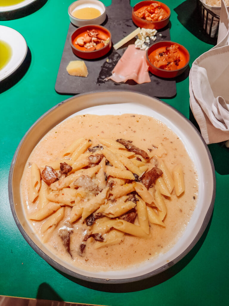 loved the gluten free mushroom pasta in the extra virgin restaurant on virgin voyages