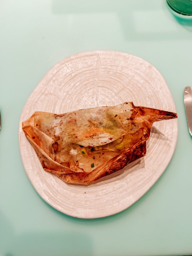gluten free vegetable papillette course in test kitchen virgin voyages was not my favourite meal