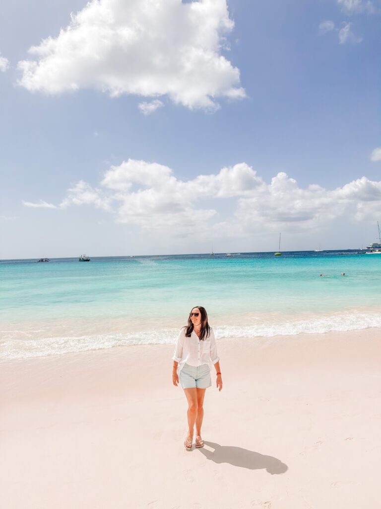 kelly on brownes bay beach in barbados port day