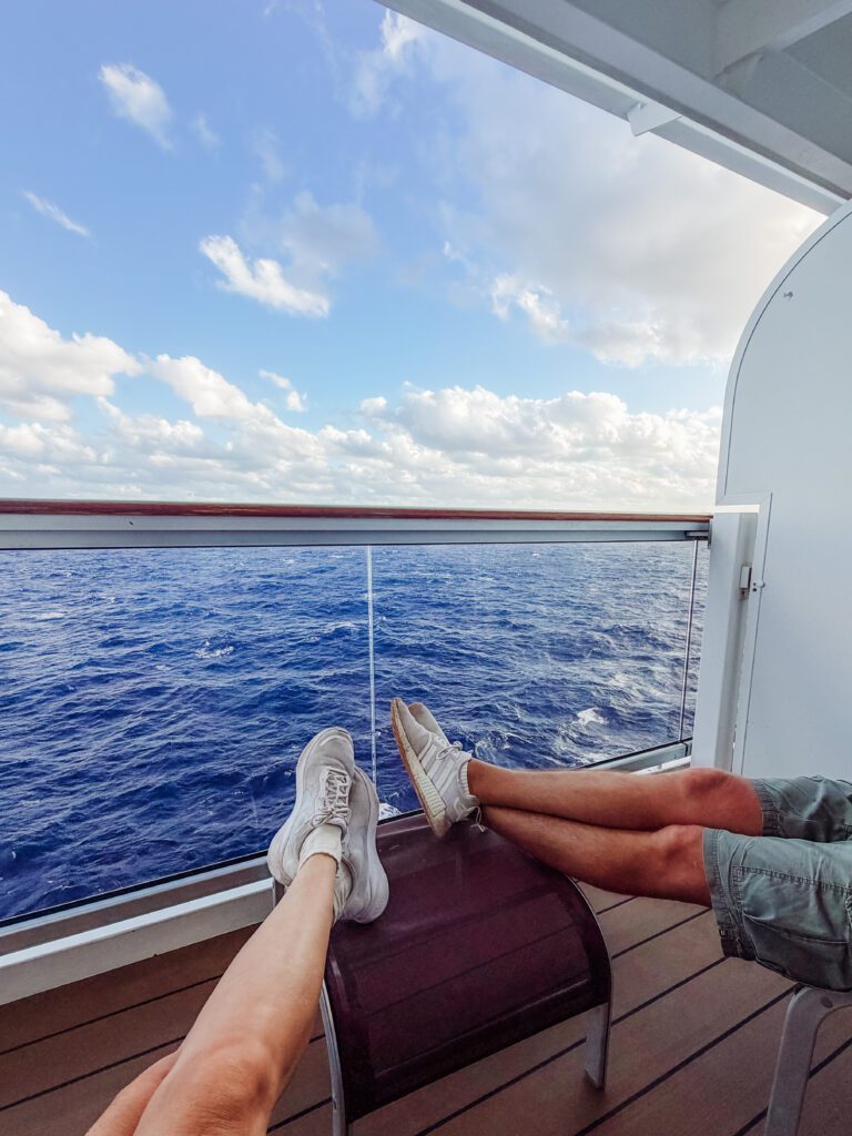 relaxing on our balcony msc cruise