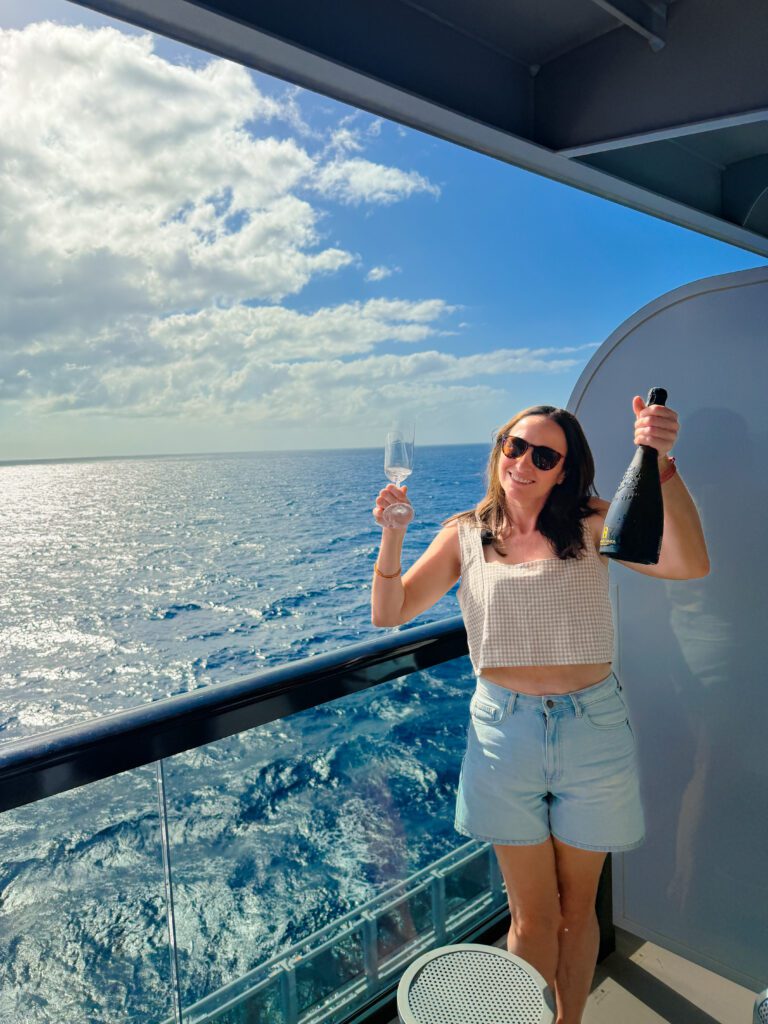 celebrating on our sea day on our virgin voyages cruise