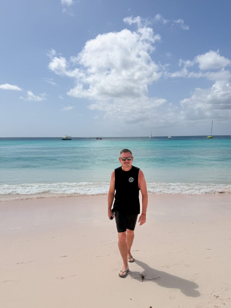 mike soaking up the beach at carlise bay barbados