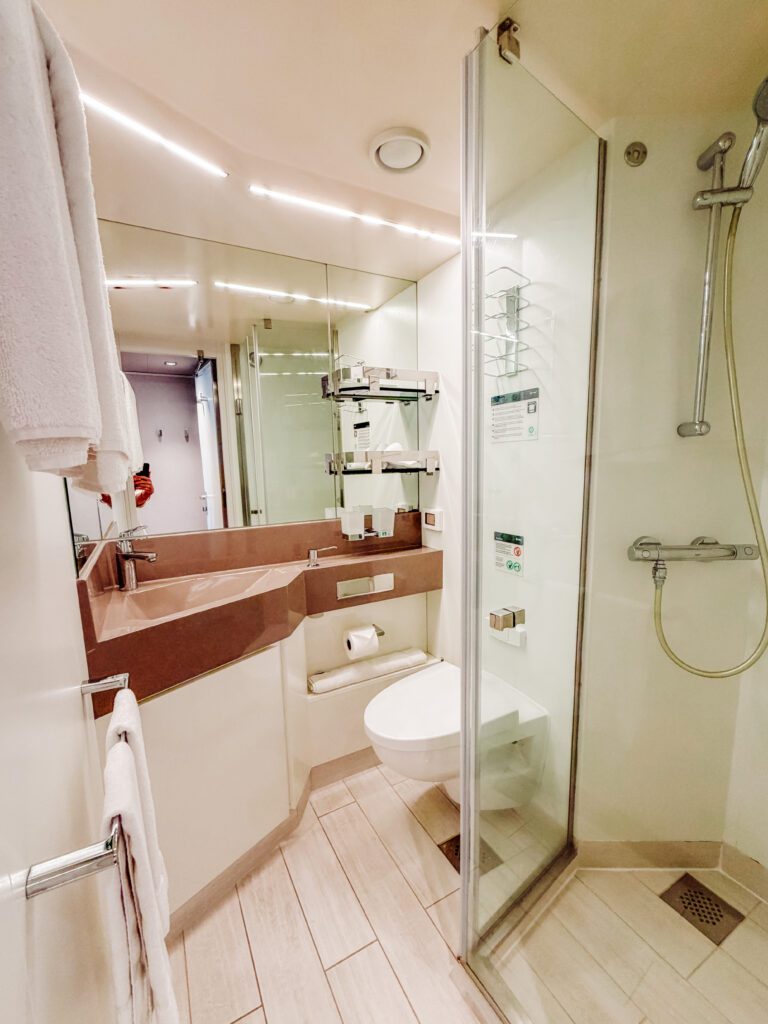 bathroom on our msc cruise miami to bahamas was more spacious than expected