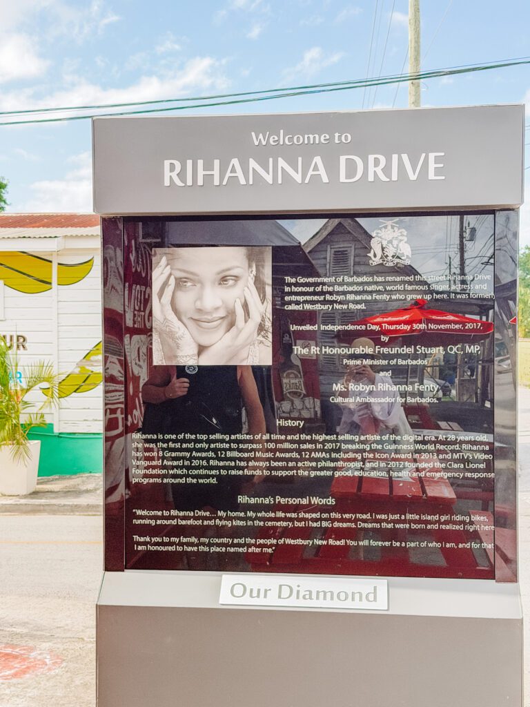 commemorative plaque to rhianna on rhianna drive barbados