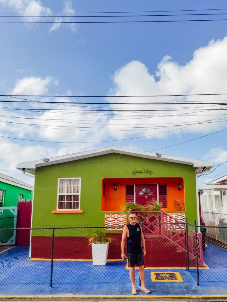 mike at rhiannas childhood home in barbados