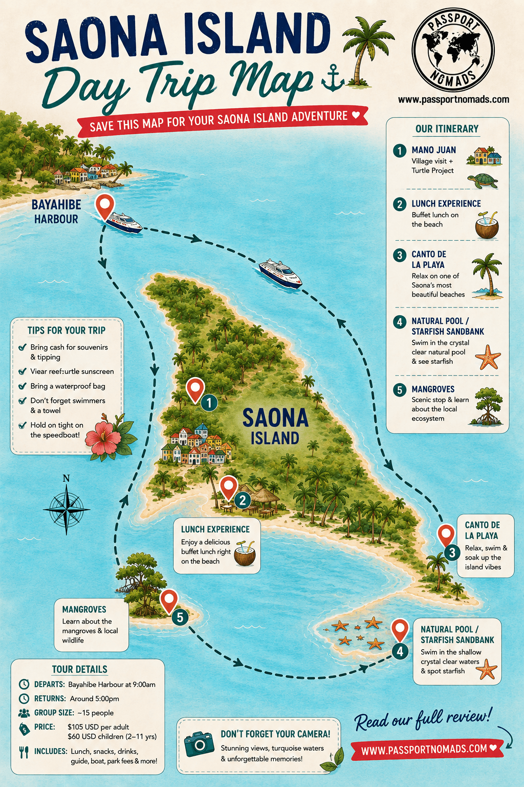 saona island tour map