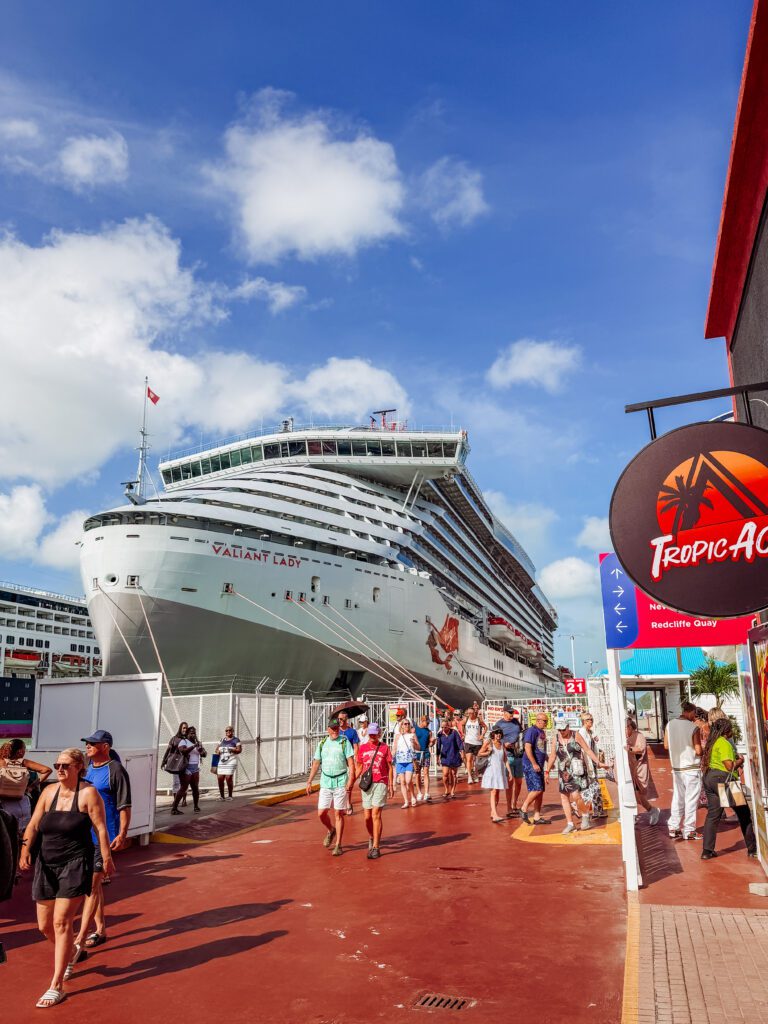virgin voyages at port in antigua