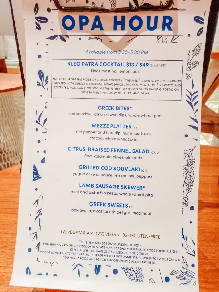 opa hour menu virgin voyages