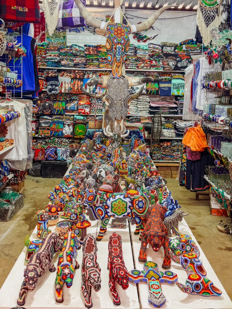 Huichol art for sale in market sayulita mexico