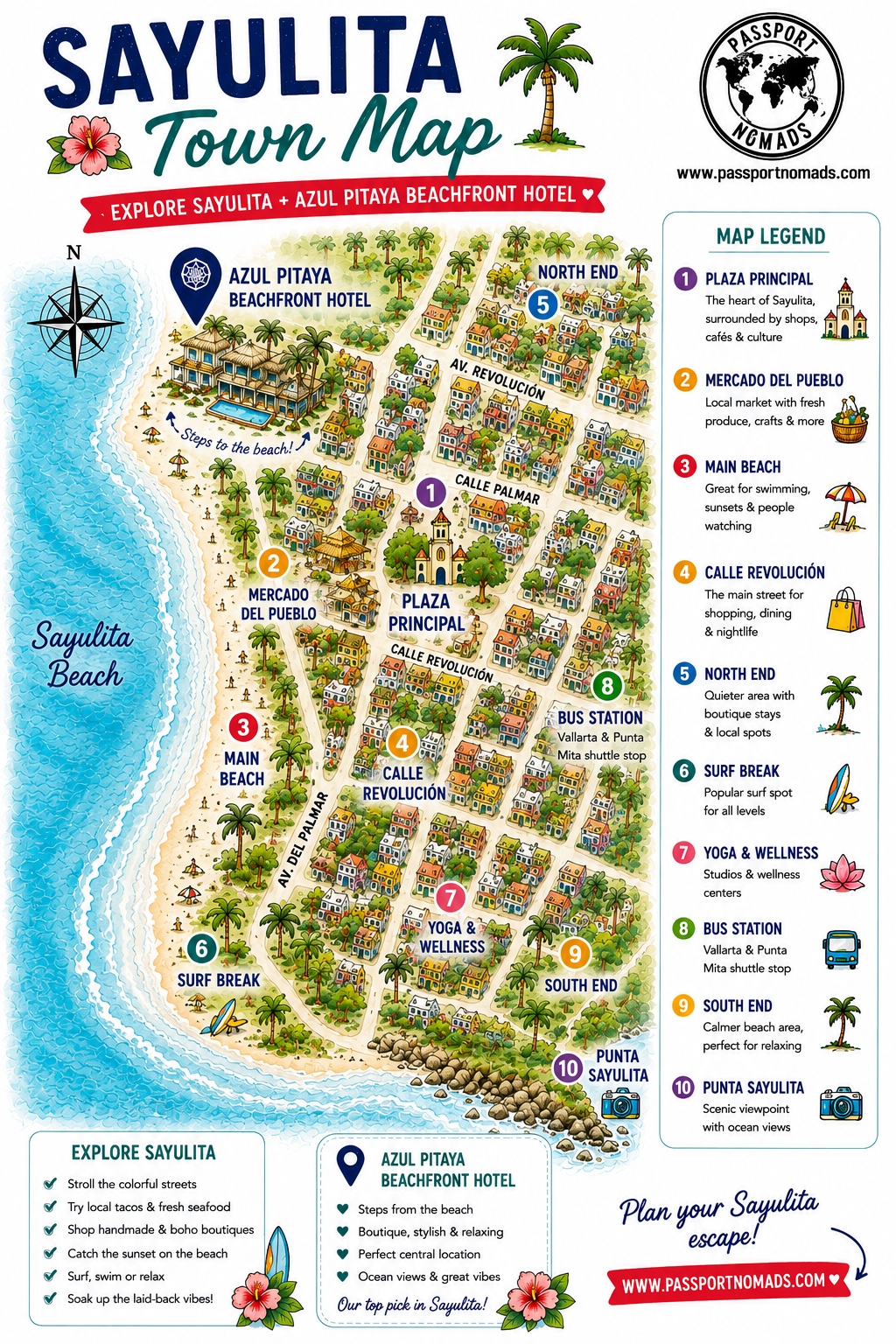 map of azul pitaya beachfront hotel in sayulita