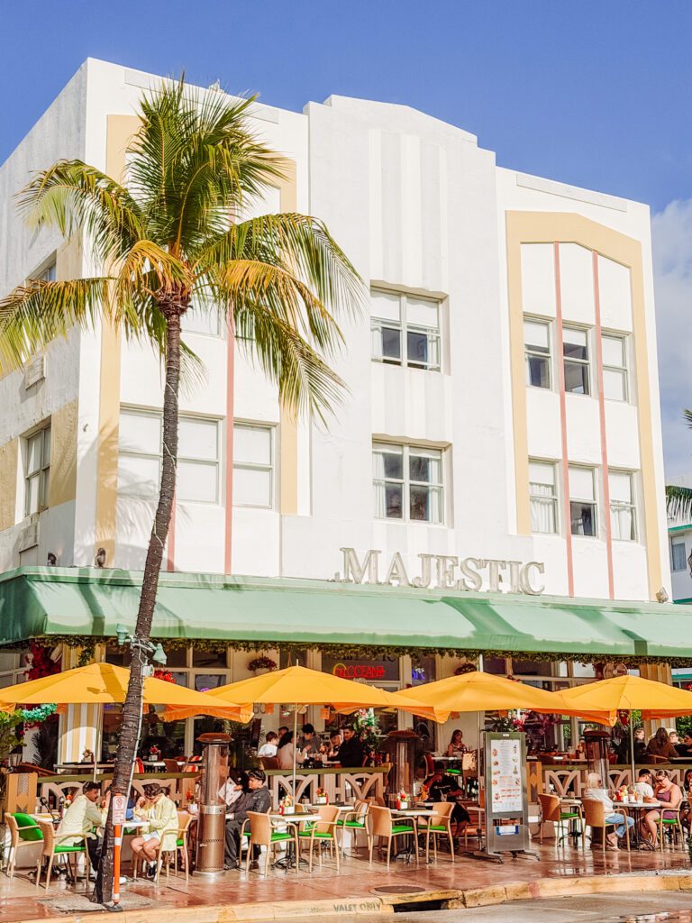 gorgeous art deco buildings that line the main street of south beach miami