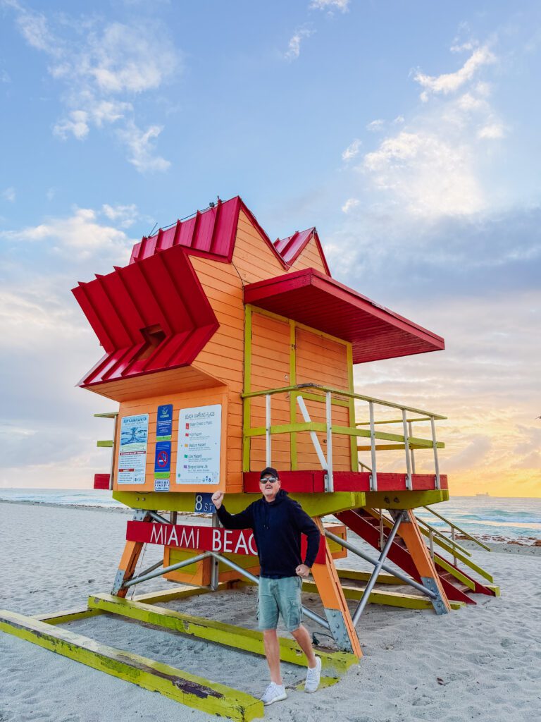 mike doing his baywatch impression on south beach