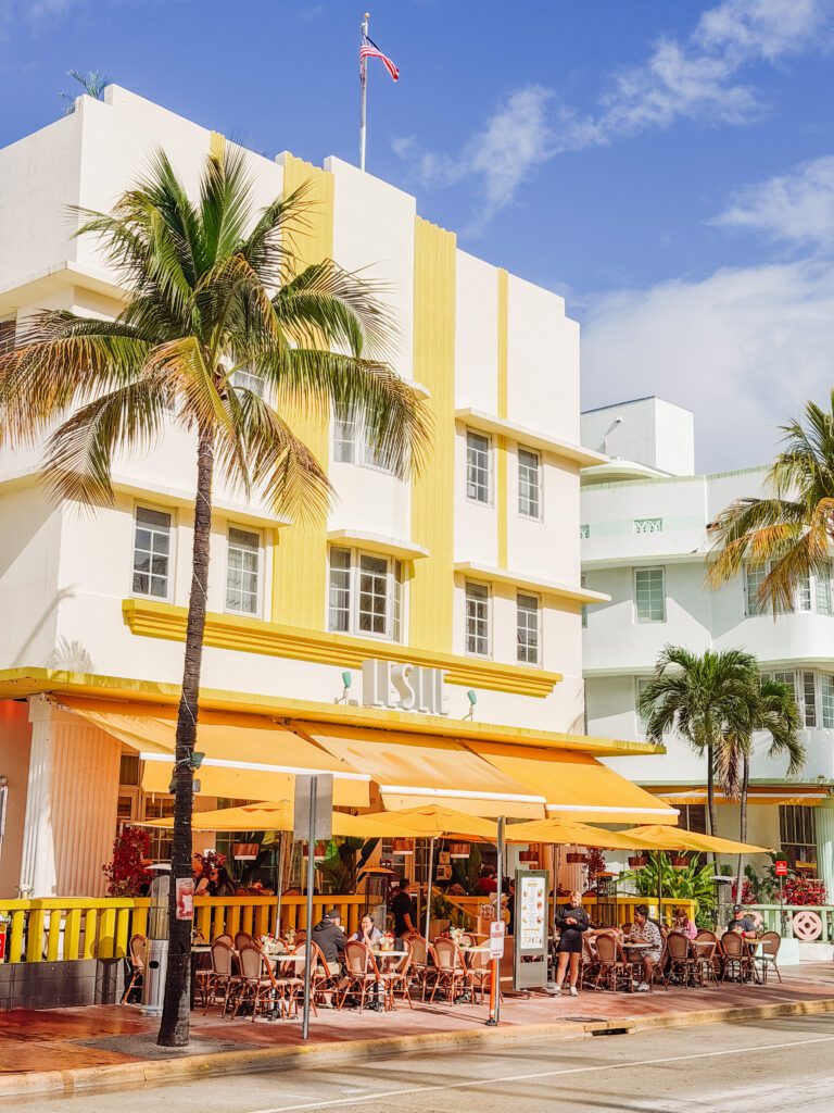 iconic colourful art deco buildings in south beach miami