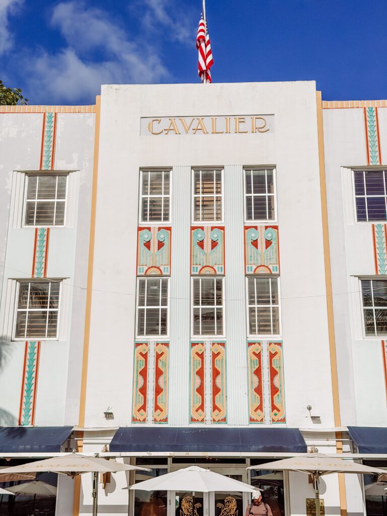 pretty coloured retro buildings in south beach miami