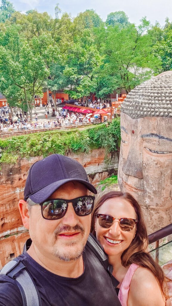 mike and kelly at the leshan giant buddha head