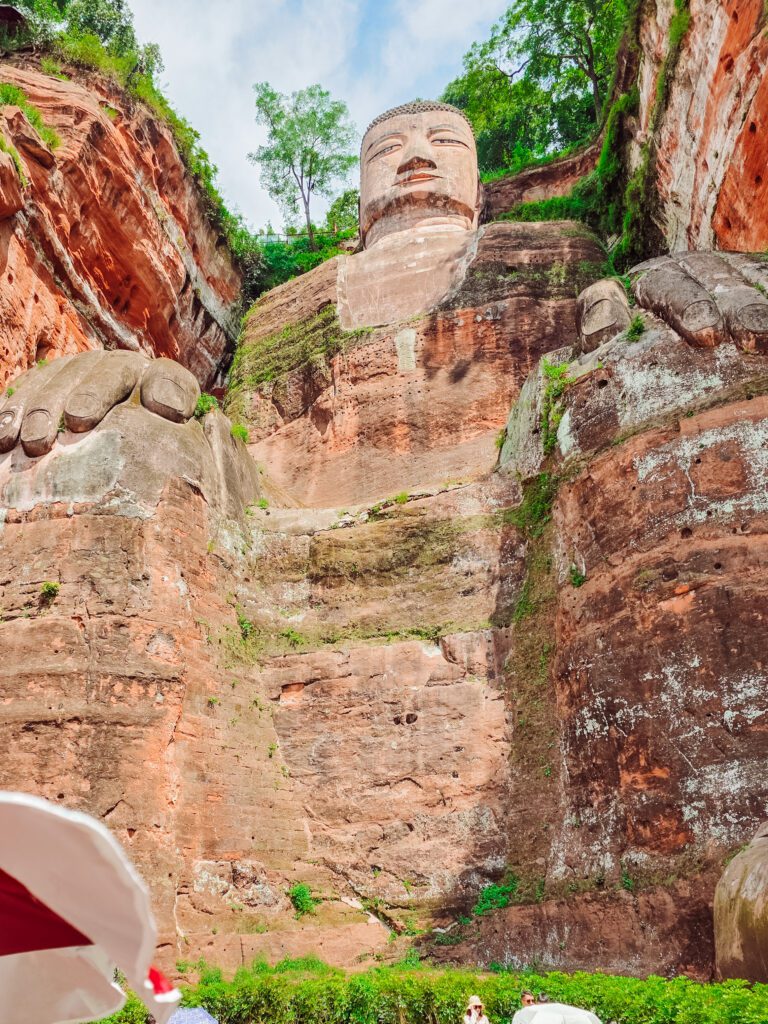 view from the bottom of the giant buddha leshan