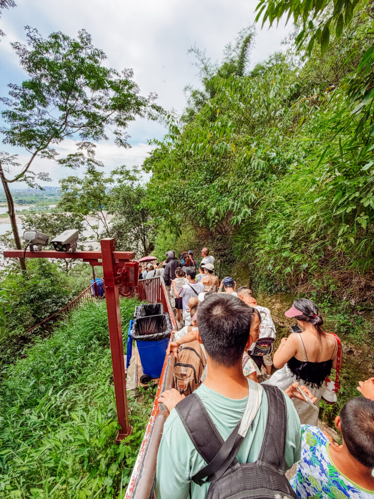 line up at the start of the path to the giant buddha feet