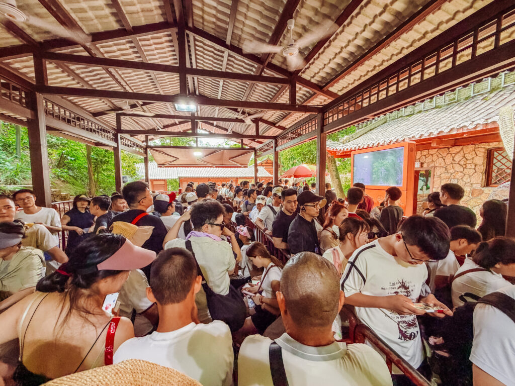 line up at the start of the path to the giant buddha feet