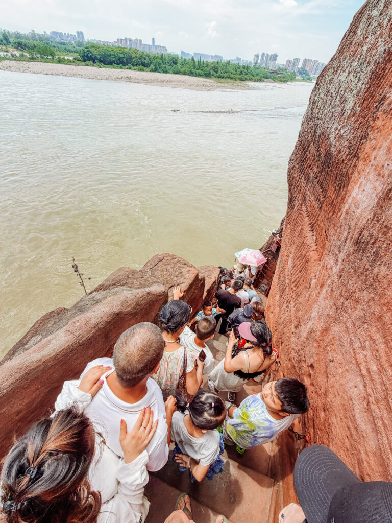 some of the stairs going down to the buddha feet
