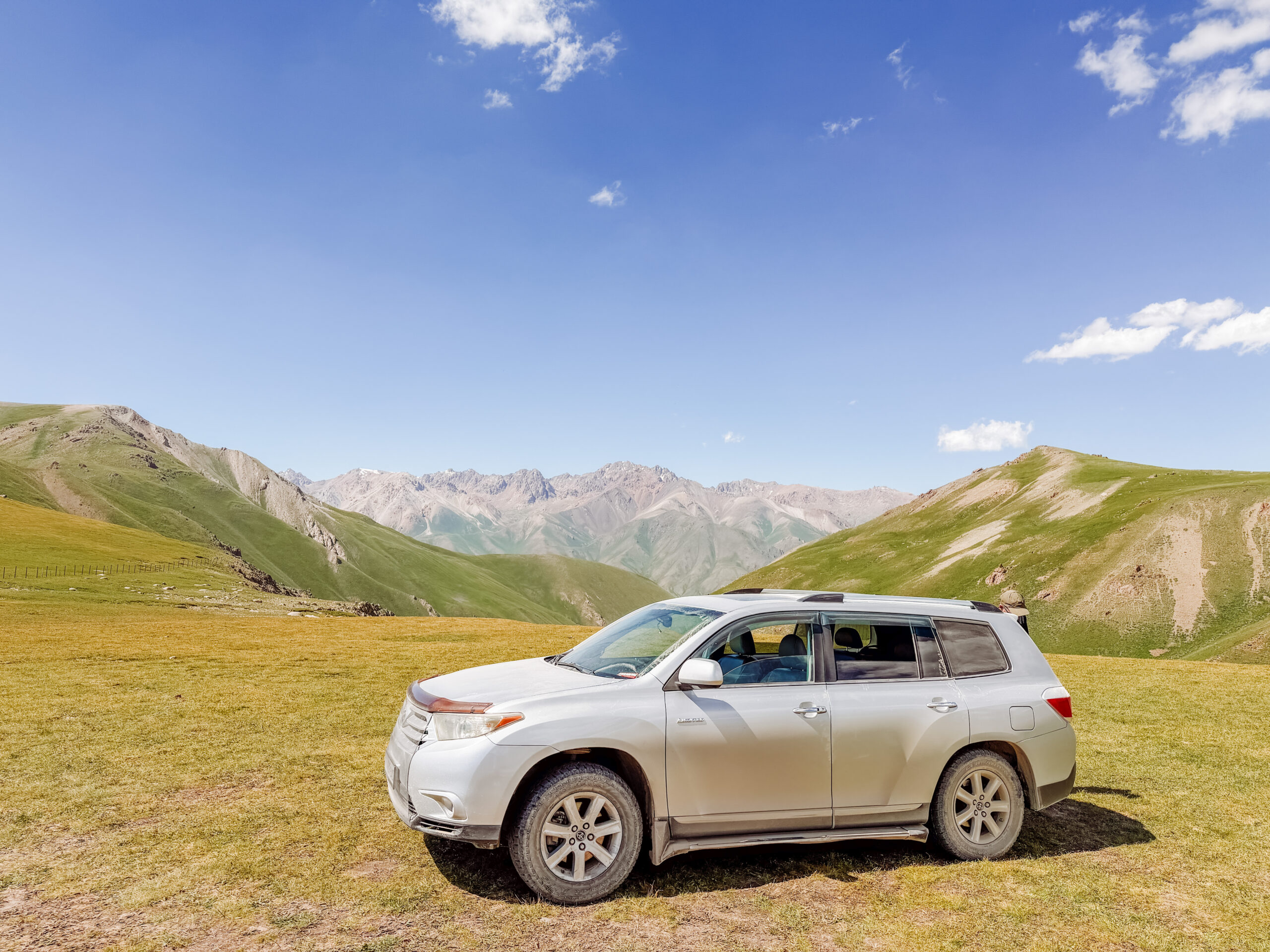 our tour vehicle with kyrgyz riders