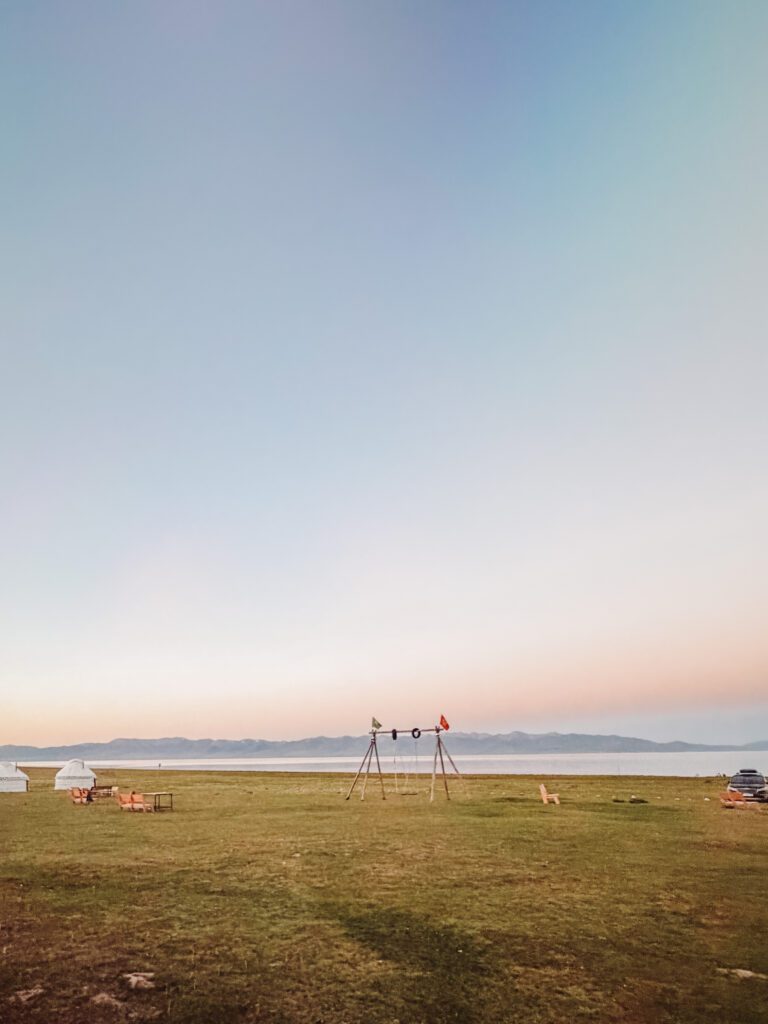 sunrise at song-kul lake