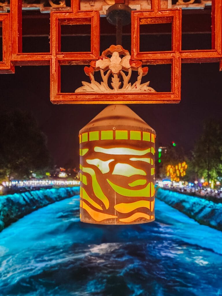 beautiful lanterns at night in dujianguan