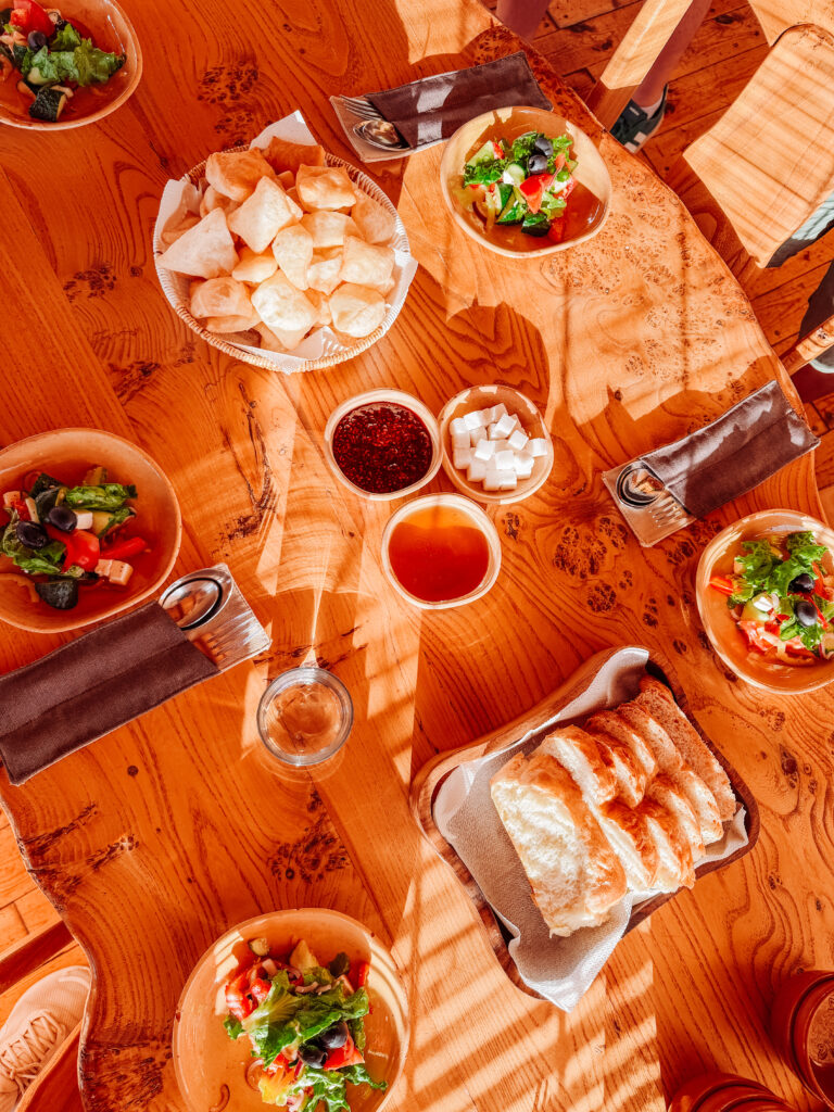 a beautiful settting  for meals in chon-kemin