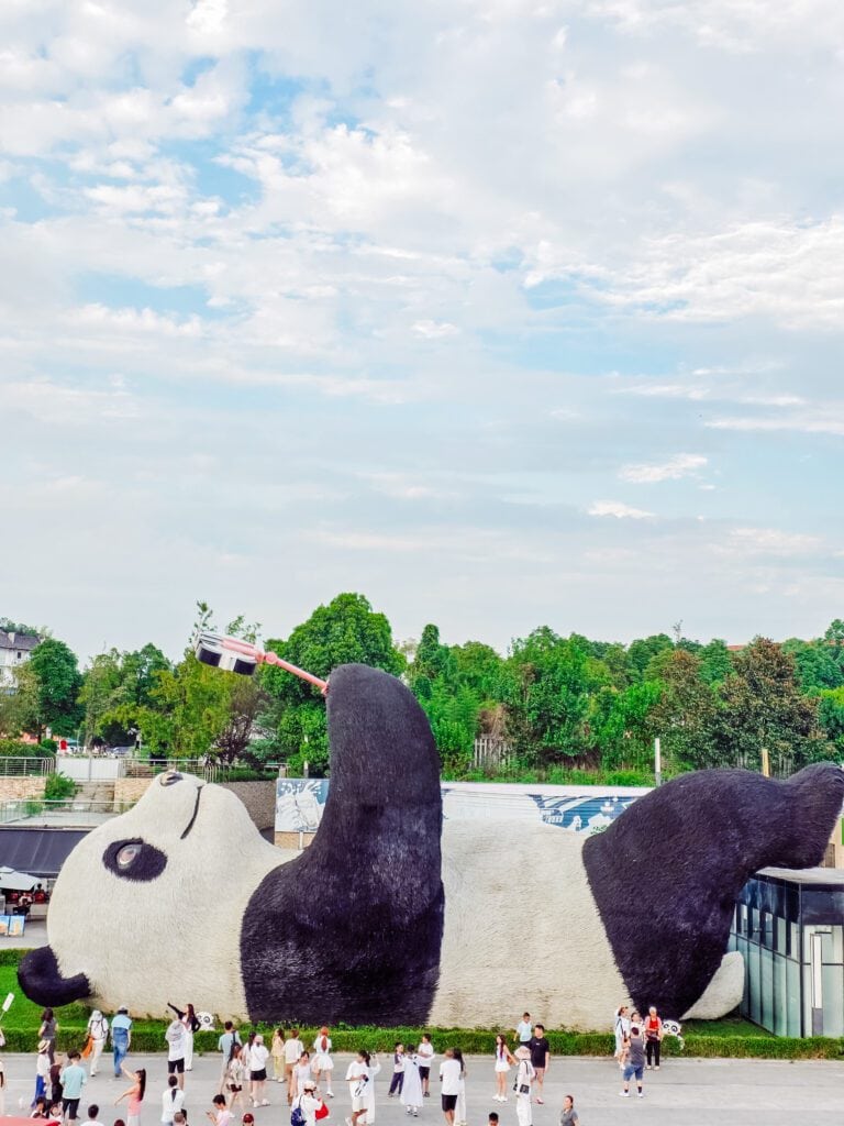 biggest panda we have ever seen in the The Selfie Panda statue is located at Yangtianwo Square