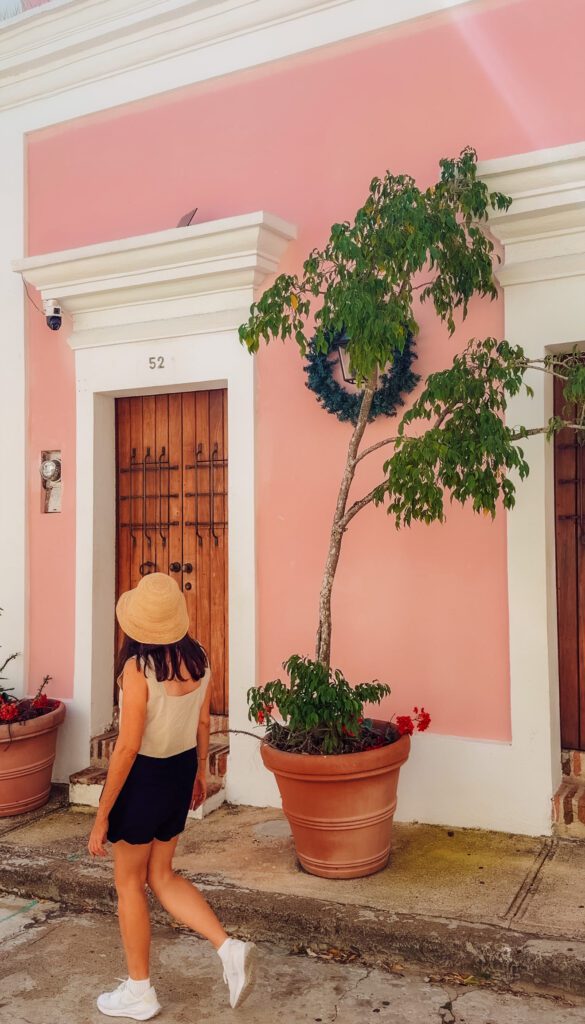 kelly walking the old colourful streets of old san juan