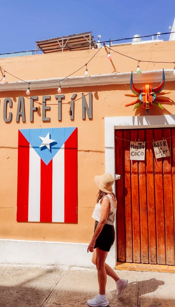kelly walking the old colourful streets of old san juan