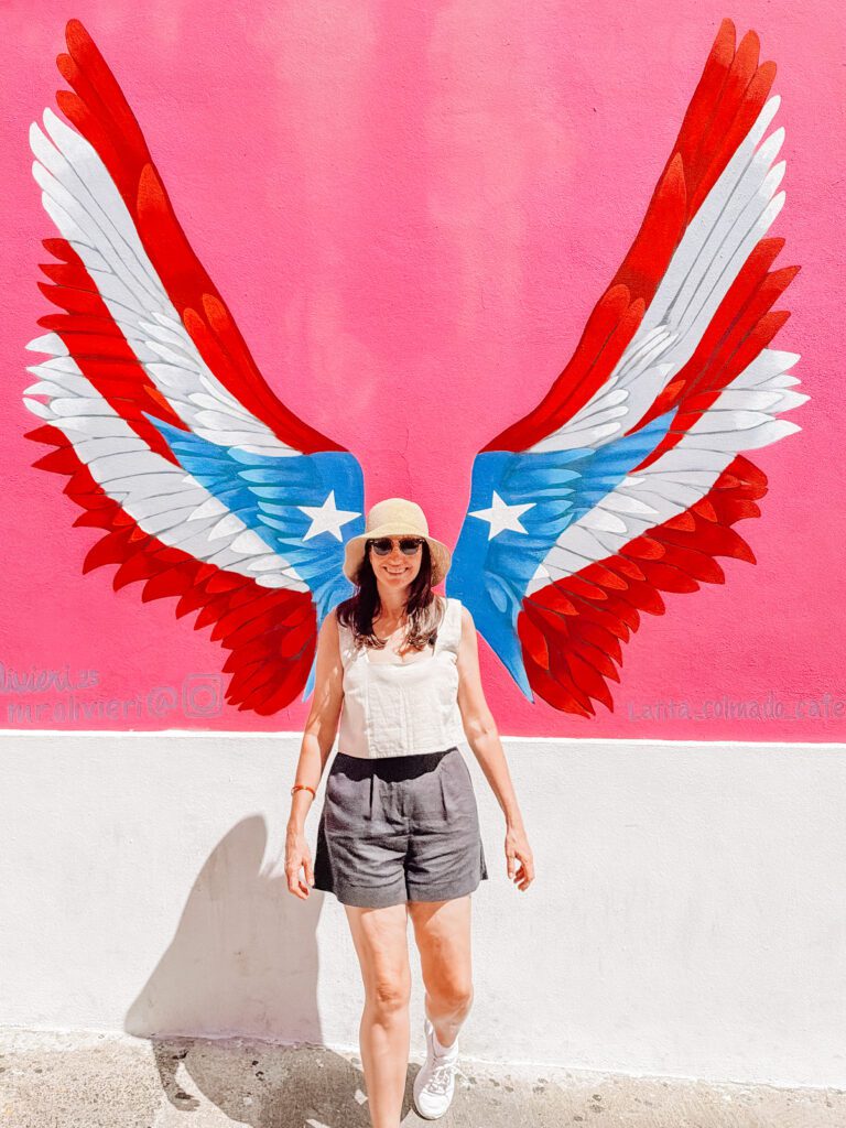 kelly with street art in old san juan