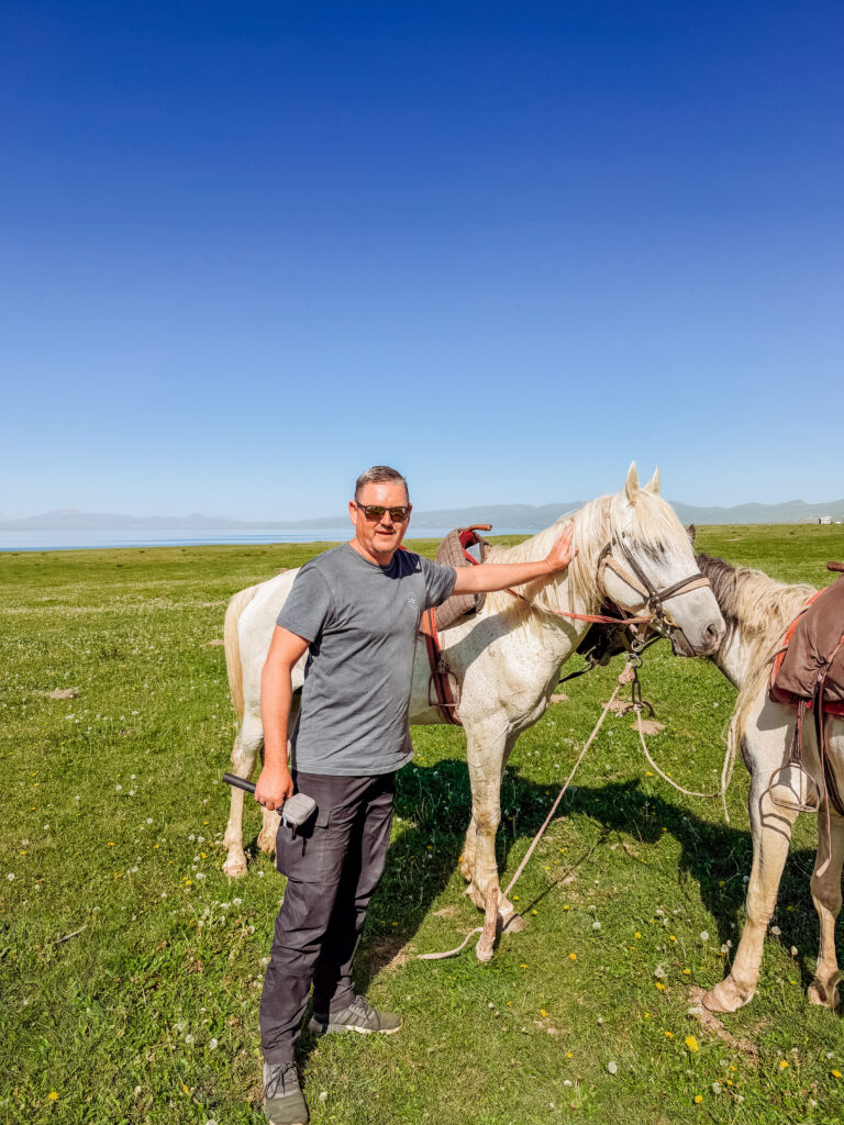 mike with his horse at song kul